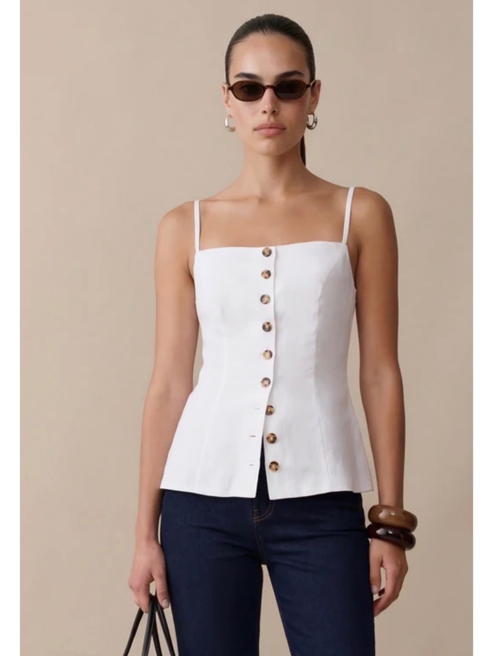 Kourt by Few Moda Cecille Linen Top White Women’s Size 6 NWOT